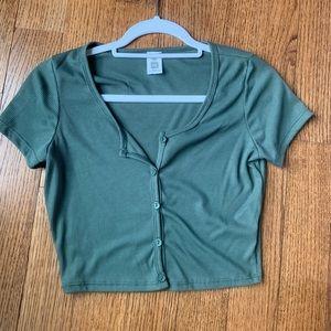 Pacsun crop top ribbed button up